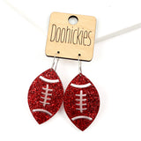1.5" Glitter School Spirit Football Dangles - Custom Spirit Earrings - 9 Color Options