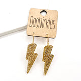 1.5" Glitter School Spirit Bolt Dangles - Custom Spirit Earrings - 9 Color Options