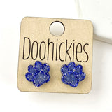 13mm School Spirit Glitter Paw Studs - Custom Spirit Earrings - 9 Color Options