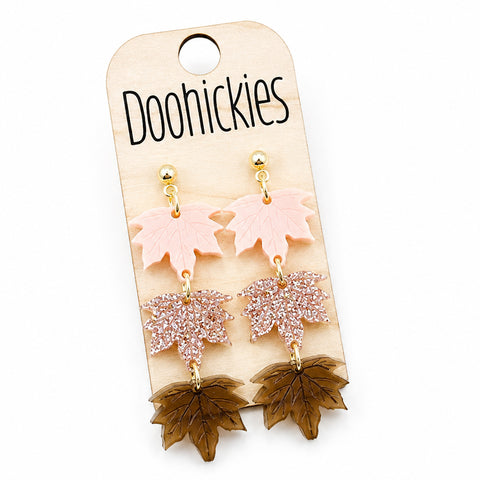 Rose Gold Fall Leaf Dangle Acrylic Earrings