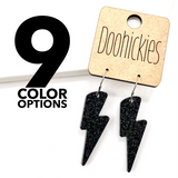 1.5" Glitter School Spirit Bolt Dangles - Custom Spirit Earrings - 9 Color Options
