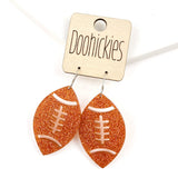 1.5" Glitter School Spirit Football Dangles - Custom Spirit Earrings - 9 Color Options