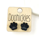 13mm School Spirit Glitter Paw Studs - Custom Spirit Earrings - 9 Color Options