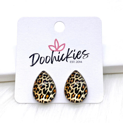 Big as Texas Golden Leopard Teardrops -Fall Earrings