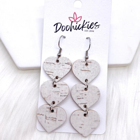 2.5" Valentine Heart Drop Corkies -Earrings