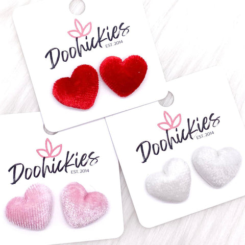 14mm Velvet Valentine Heart Earring Studs