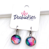 Tie Dye Round Dangles -Earrings