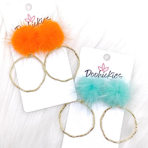 2" Puff & Round Hoopies- Summer Earrings