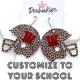 1.5" Varsity Letter Leopard Helmets (Comment w/Letters) - Sports Earrings