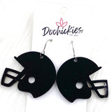 1.5" Shiny Helmet Acrylic Dangles -Sports Earrings