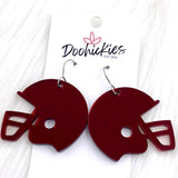 1.5" Shiny Helmet Acrylic Dangles -Sports Earrings