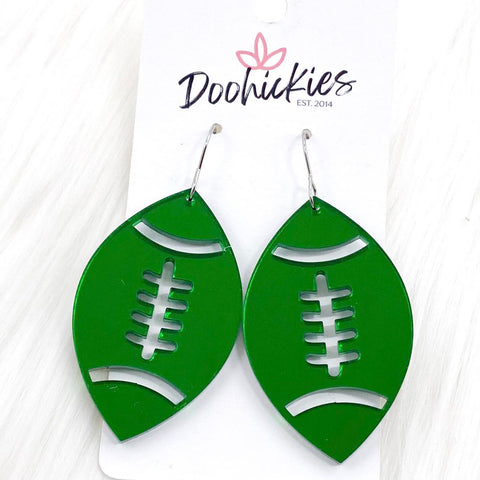 Shiny Football Acrylic Dangles -Sports Earrings
