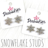 Glittery Snowflake Studs -Christmas Earrings