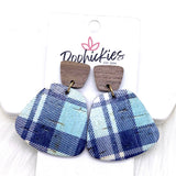 2" Walnut & Fall Plaid Jasmines - Fall Cork Earrings