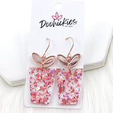 Rose Gold Confetti Birthday Present Acrylic Dangle Earrings
