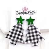 2" Plaid Tree Acrylic Dangles -Christmas Earrings