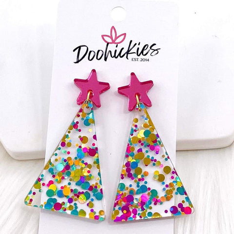Mermaid Glitter Triangle Trees - Christmas Earrings