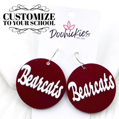 1.75" Custom Layered Mascot Acrylics (Comment w/Mascots) - Spirit Earrings
