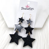 Large Lucky Star Waterfall Drops - New Years Acrylic Earrings