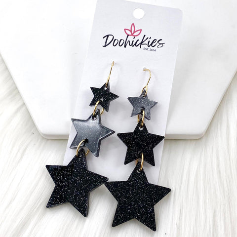 Large Lucky Star Waterfall Drops - New Years Acrylic Earrings
