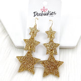 Large Lucky Star Waterfall Drops - New Years Acrylic Earrings
