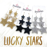Large Lucky Star Waterfall Drops - New Years Acrylic Earrings