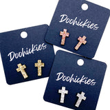 16mm Glitter Cross Studs - Easter Earrings