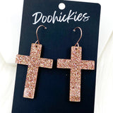 Glitter Cross Dangles - Acrylic Earrings