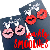 Lil' Sparkly Saffiano Smooches Dangles - Valentines Acrylic Earrings