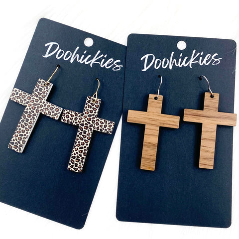 Cross Dangles - Easter Acrylic & Wood Earrings