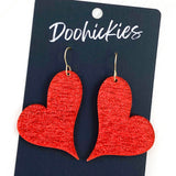 Sparkly Saffiano Swoopy Acrylic Hearts - Valentines Earrings