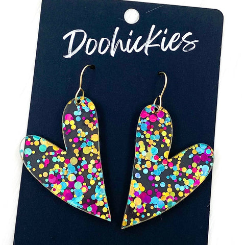 Confetti Acrylic Hearts - Valentines Earrings