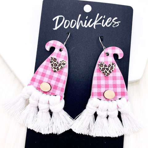 2.75" Love Gnome Macrame - Valentines Earrings