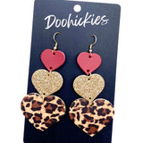 3.5" Mix it up Waterfall Hearts -Valentine's Earrings
