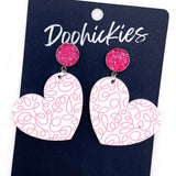 2" Scrolling Heart Dangles - Valentines Acrylics