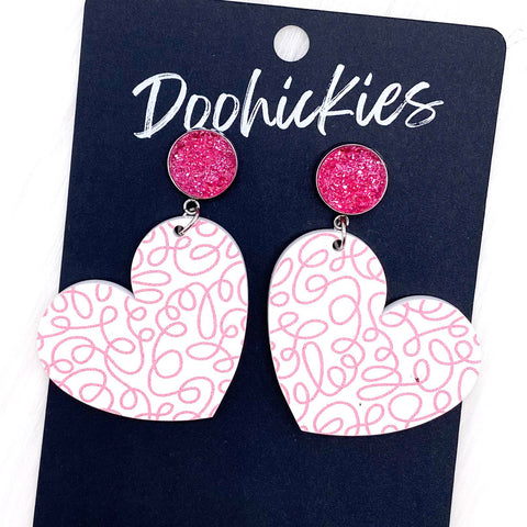 2" Scrolling Heart Dangles - Valentines Acrylics