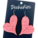 Sparkly Saffiano Swoopy Acrylic Hearts - Valentines Earrings