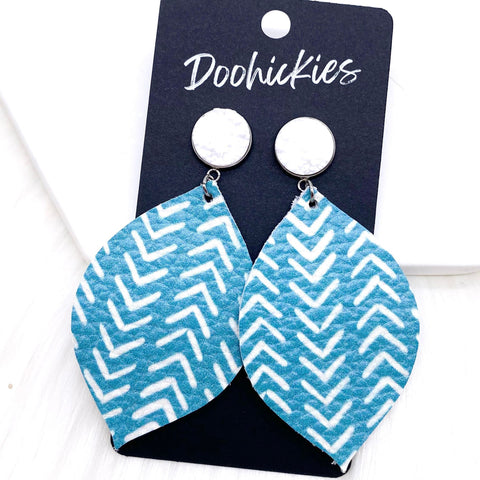 3" Chevron Leaf Leather Dangles - Western Earrings