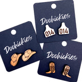 Wooden Cowgirl Studs - Western Earrings