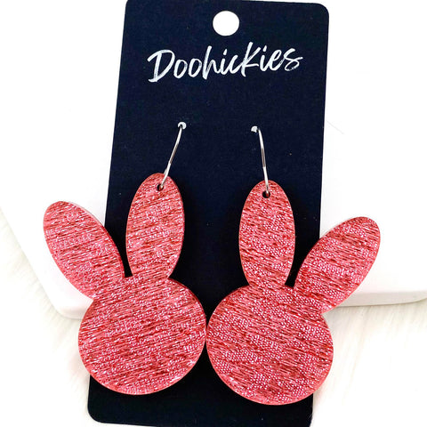 2.5" Pink Saffiano Bunny Ears - Easter Earrings