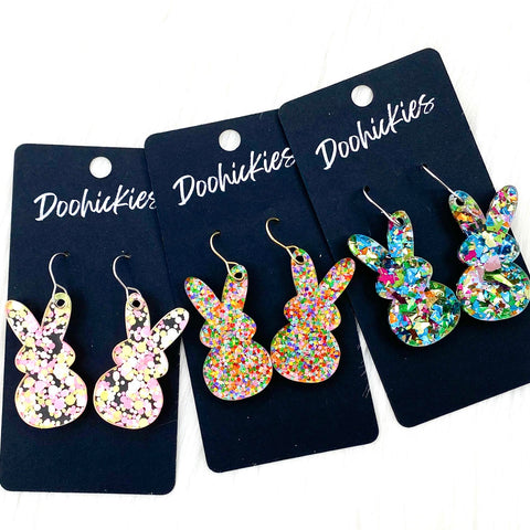 1.5" Confetti Bunny Dangles - Easter Earrings