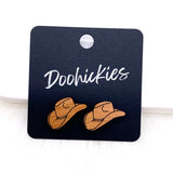 Wooden Cowgirl Studs - Western Earrings