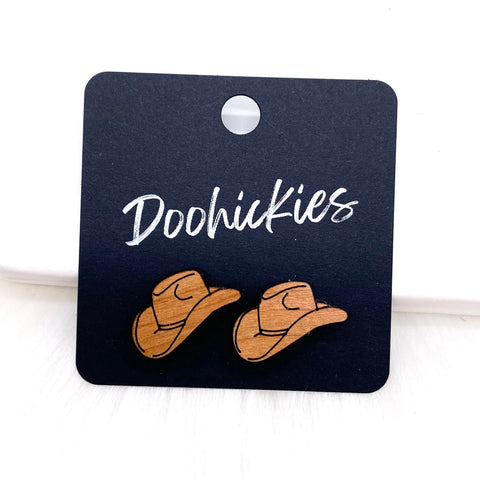Wooden Cowgirl Studs - Western Earrings