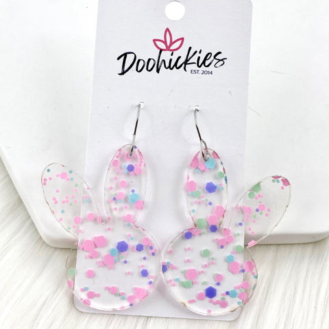 2.5" Pastel Splatter Confetti Bunny Ears - Easter Earrings