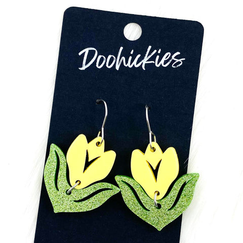 1.5" Tiny Tulip Cutout Dangles - Spring Acrylic Earrings