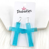 2.5" Pastel Shimmer Cross Dangles - Easter Earrings