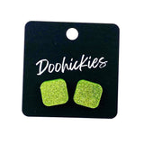 14mm Glitter Square Studs- Summer Acrylic Earrings