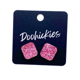 14mm Glitter Square Studs- Summer Acrylic Earrings