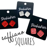 14mm Saffiano Square Studs- Summer Acrylic Earrings