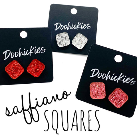 14mm Saffiano Square Studs- Summer Acrylic Earrings